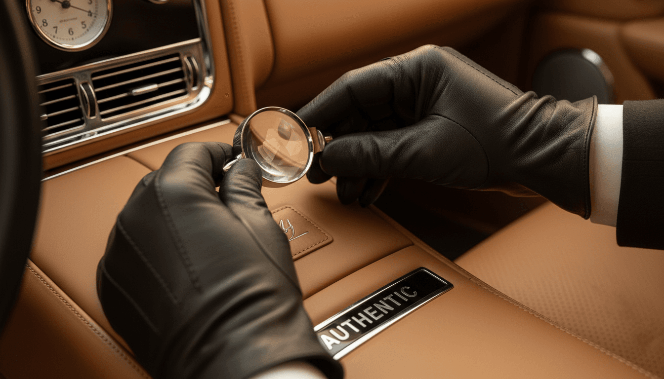 Expert examining rare vehicle authenticity and craftsmanship