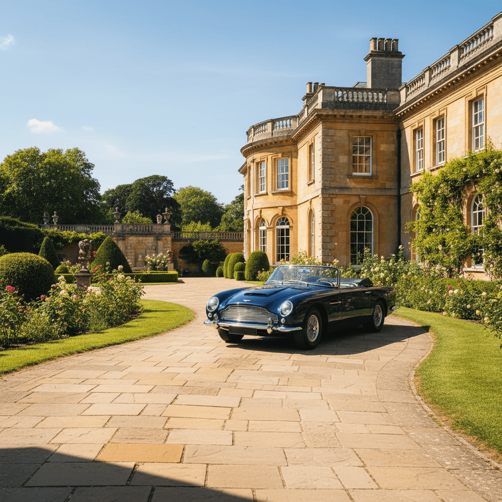 Rare convertible luxury vehicle on private estate