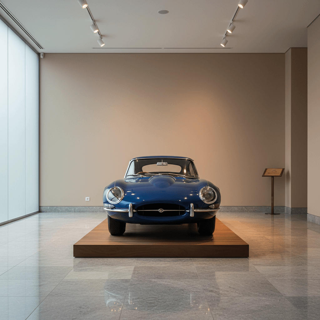 Rare British classic car in exclusive showroom