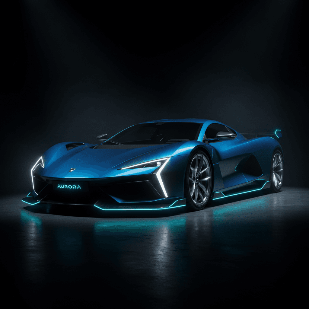 Contemporary hypercar with dramatic lighting